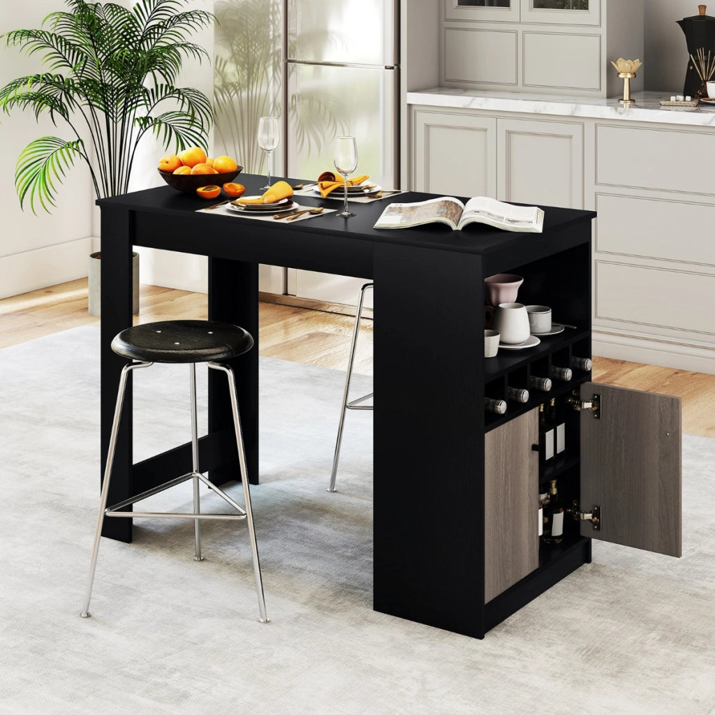 Tavolo da bar di angolo colazione alto da cucina con scomparti aperti, Armadietto contenitore e ripiano regolabile-Tavoli e sedie da pranzo
