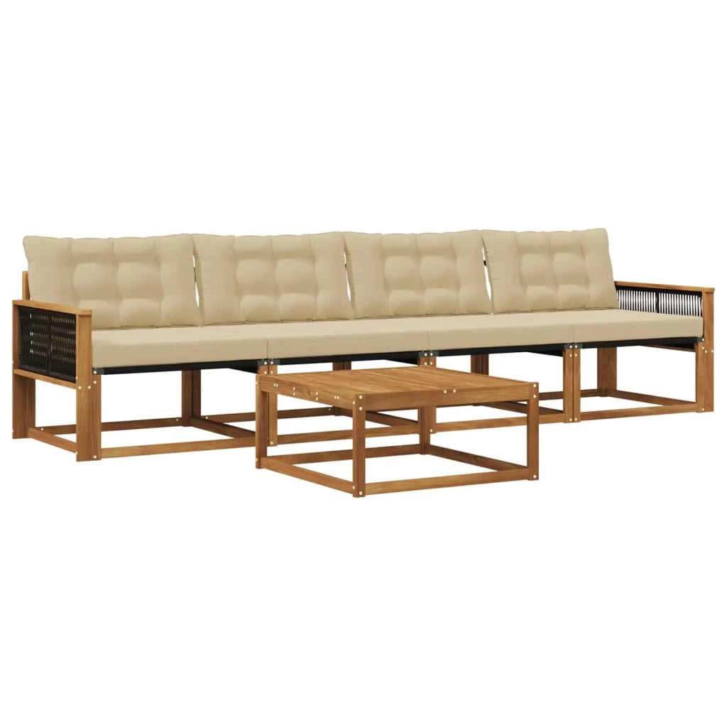 Set di divani da esterno con cuscino 5 pcs Naturale e Beige