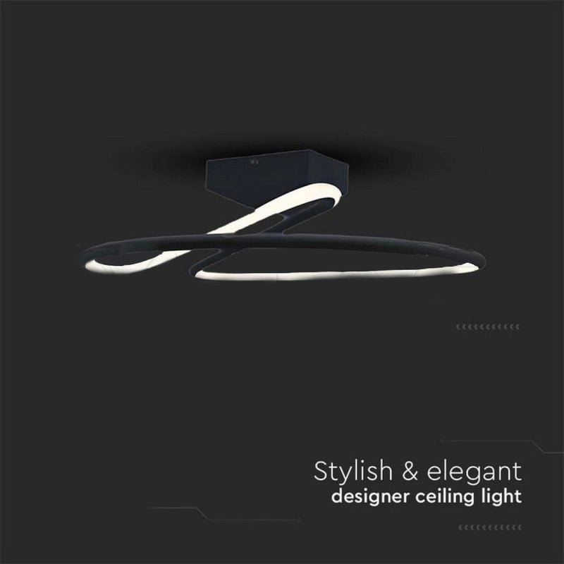 Plafoniera Lampadario LED 20W 2130LM Design Moderno Rotondo Spirale D250X130mm Colore Nero 4000K SKU-6926