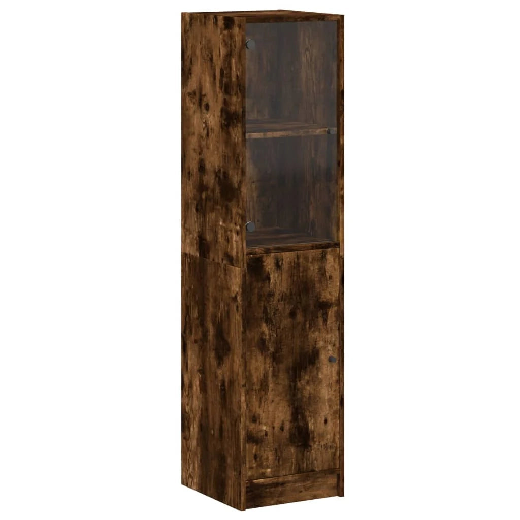 Credenza cassettiera armadio mobile contenitore organizer per cucina soggiorno salotto con anta in vetro 35 x 37 x 142 cm marrone 02_0030097