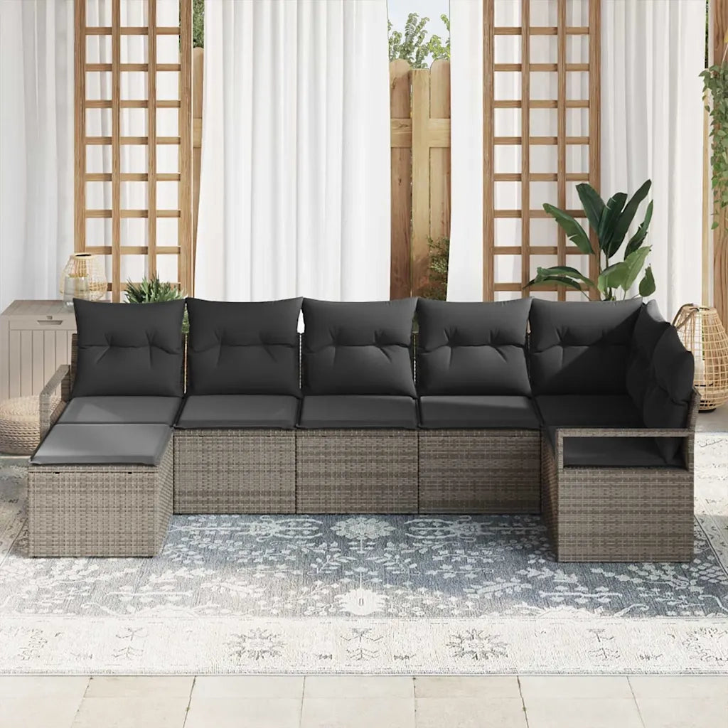 Set di divani 7 pcs Grigio polyrattan