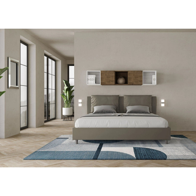Letto imbottito Matrimoniale 180x190 cm Antea - Similpelle,Cappuccino,Contenitore