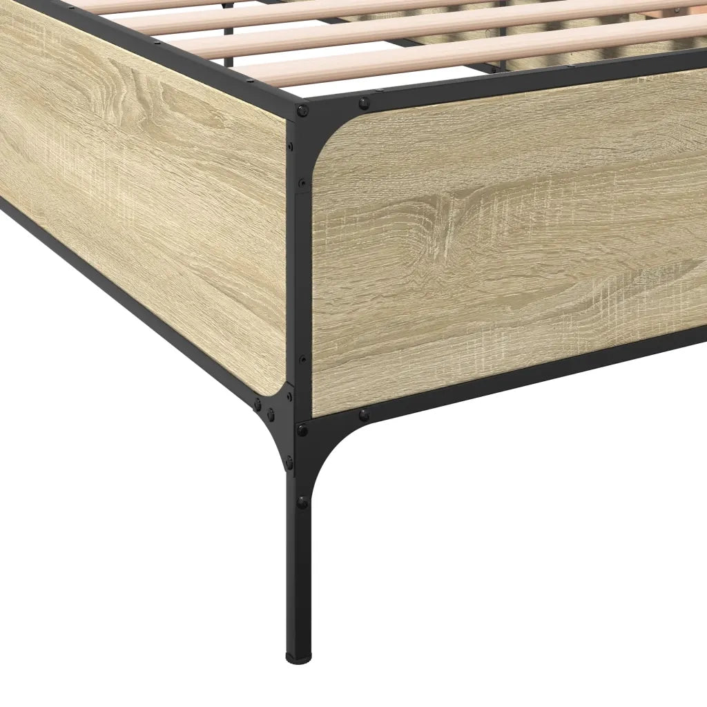 Giroletto-Struttura Letto Rovere Sonoma 75x190cm in Legno Multistrato e Metallo 950943