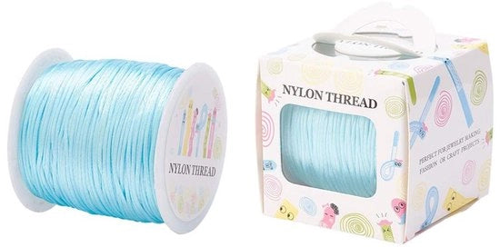 Corda in Nylon 1mm - Rattail Satinato - 70m - Azzurro Celeste - Duraturo - Adatto per Gioielli e Macramè