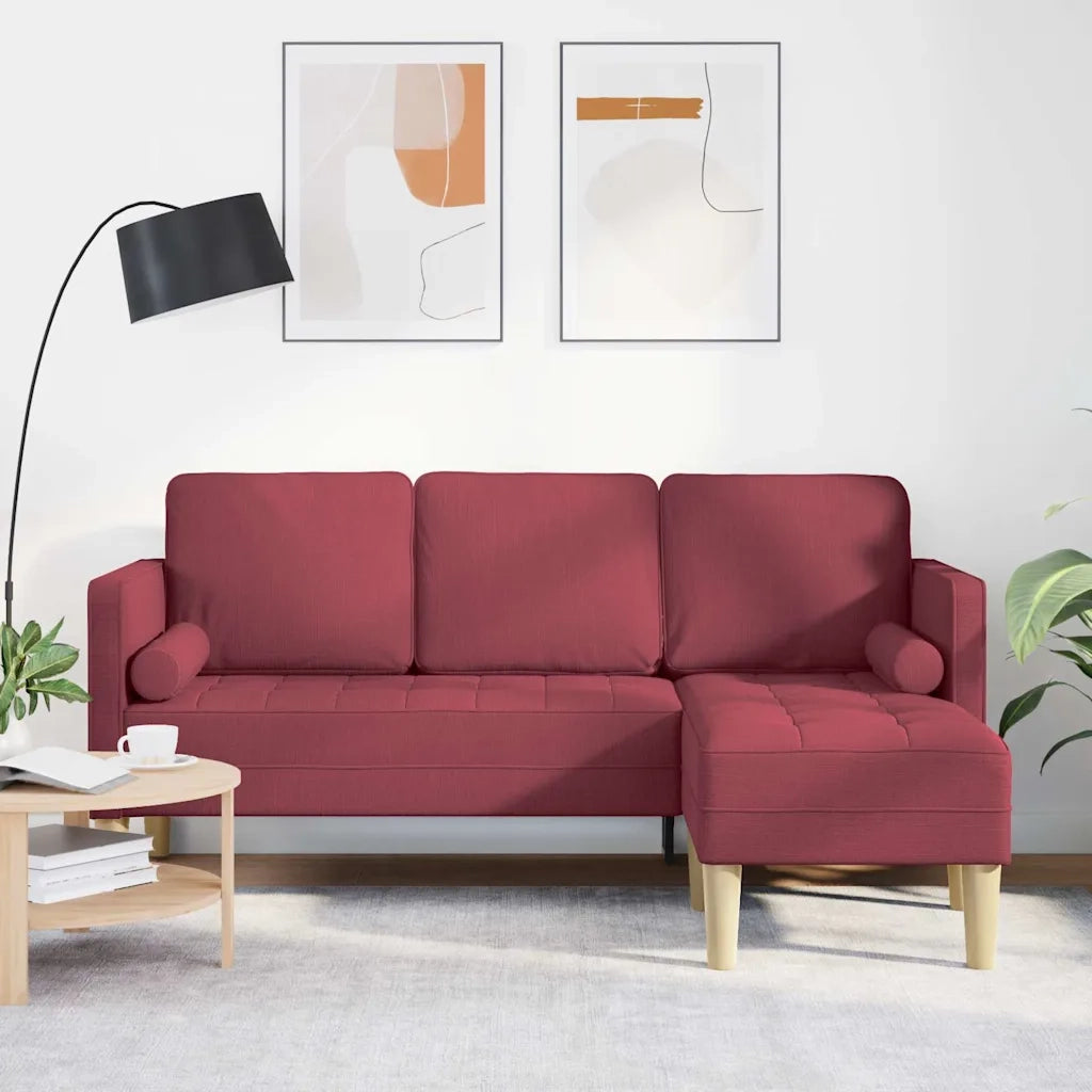 Set di Divano | Divano da soggiorno | Sofa con cuscino Rosso Vino Poliestere