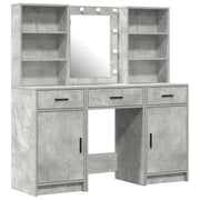 Set da Toeletta | Tavolo da Trucco con LED con porta 3 pz Grigio cemento
