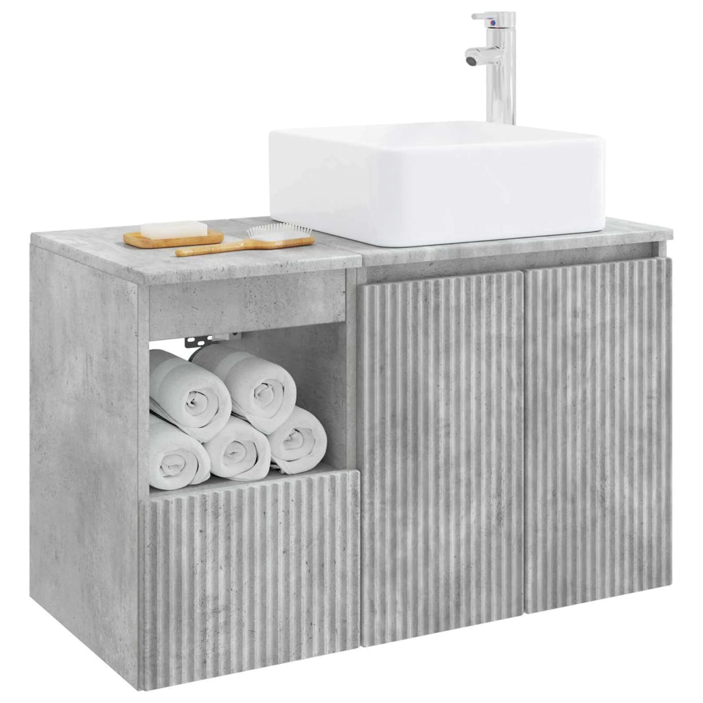 Set di mobili per il bagno 2 pz Grigio Cemento 3404067
