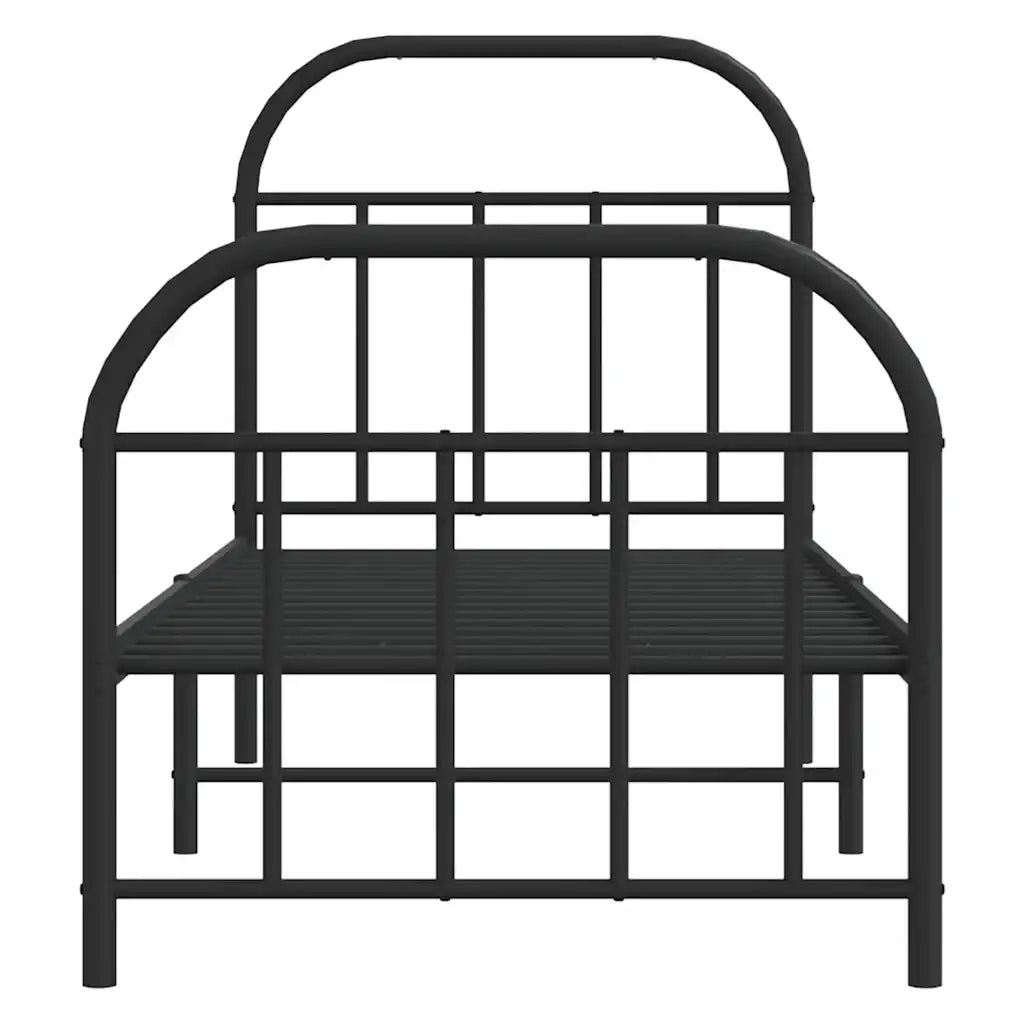 Letto singolo | Letto per adulti | Giroletto con Testiera e Pediera Metallo Nero 75x190 cm
