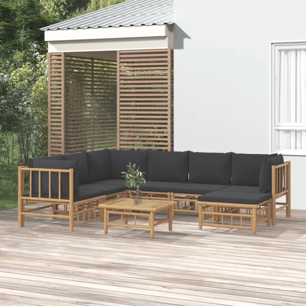 Set Salotto da Giardino 8pz con Cuscini Grigio Scuro BambÃ¹cod mxl 124277