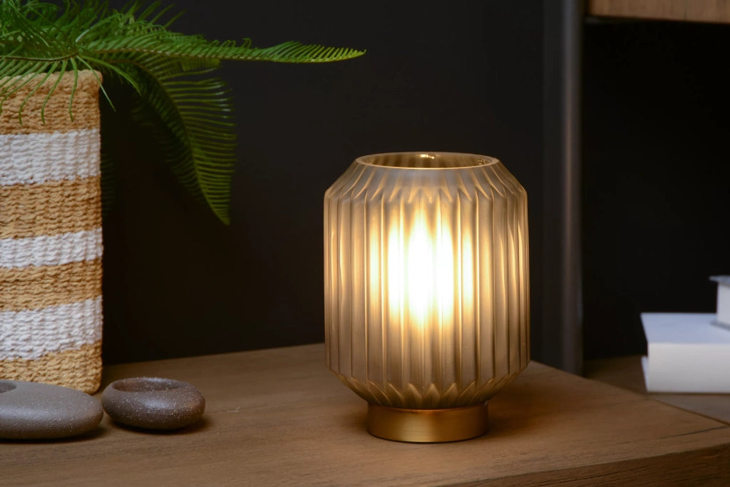 Lampada da tavolo vetro fumé oro E14 Sueno Lucide