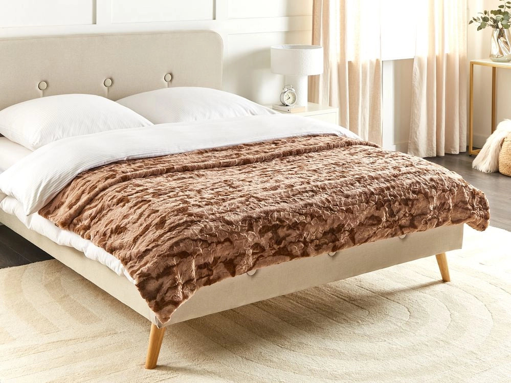 Coperta moderna in poliestere in pelliccia sintetica marrone 150 x 200 cm morbida pelliccia sintetica