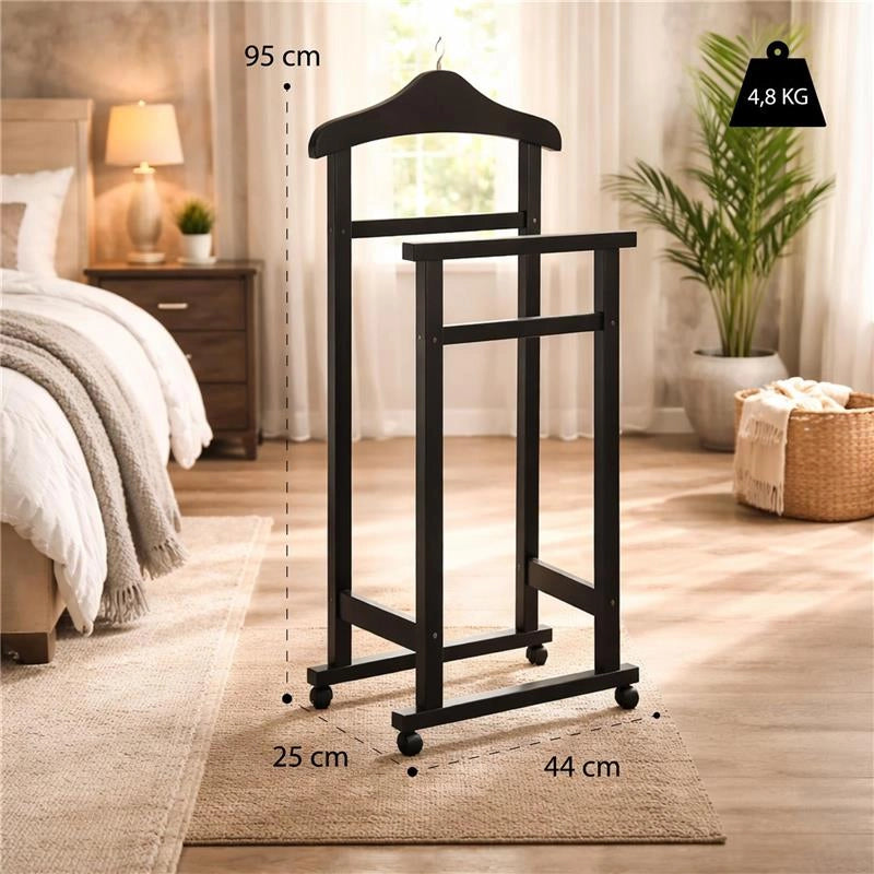 INDOSSATORE APPENDIABITI DA CAMERA IN LEGNO DI FAGGIO NERO 44 X 25 X 98 H