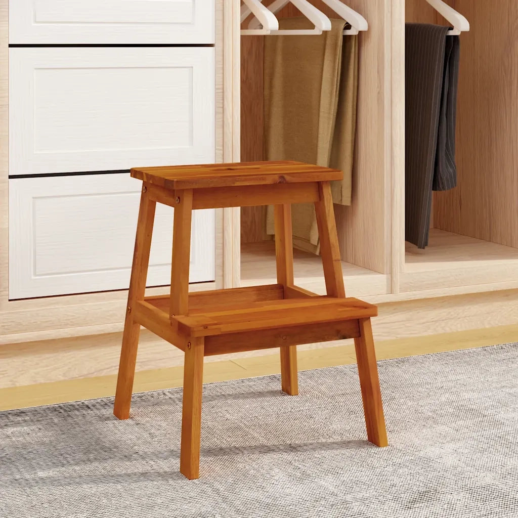 Sgabello a 2 Gradini 40x38x50 cm in Legno Massello di Acaciacod mxl 121255