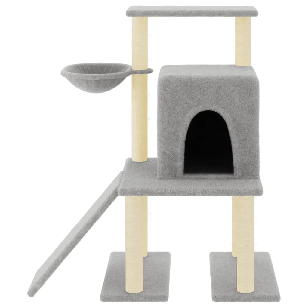 Tiragraffi per gatti torre per arrampicata giocattolo piattaforma per arrampicata con tiragraffi in sisal leggero 96,5 cm grigio 02_0022632