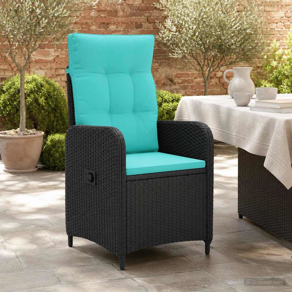 Sedia da giardino reclinabile Nero e Turchese polyrattan 42027159