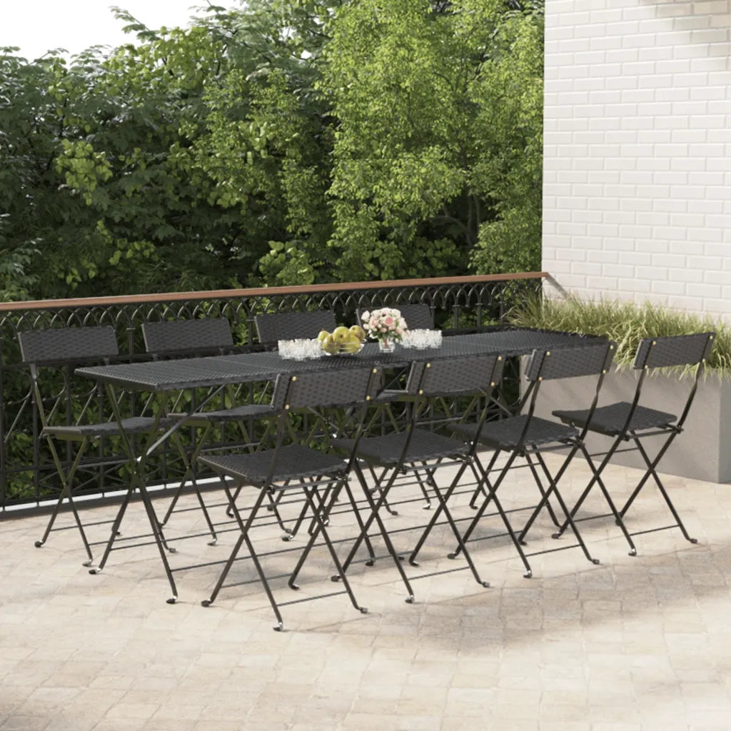 Sedie Pieghevoli da Bistrò 8 pz Nere Polyrattan e Acciaio 3152114