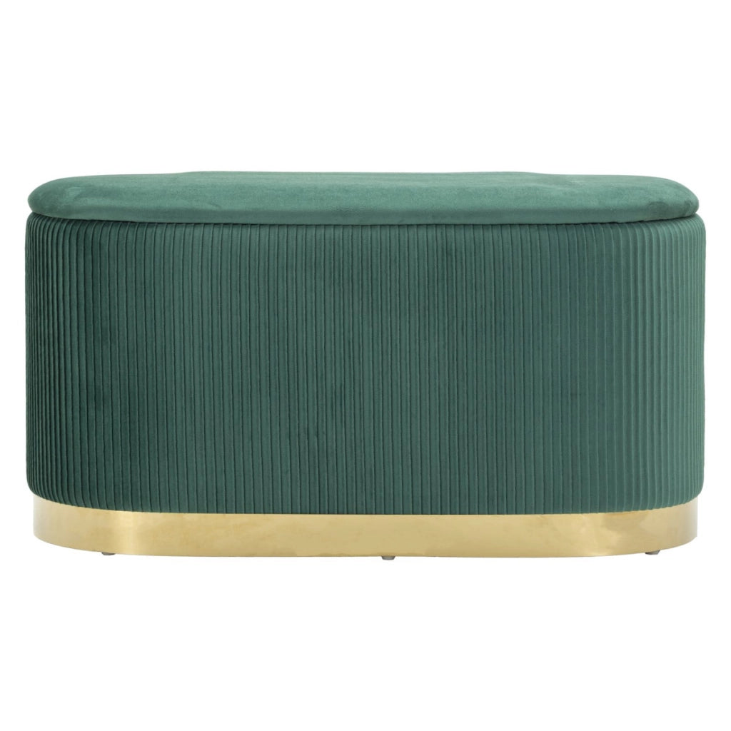 Panca con Portaoggetti VKH876, Verde, Poliestere, 80x37x42 cm