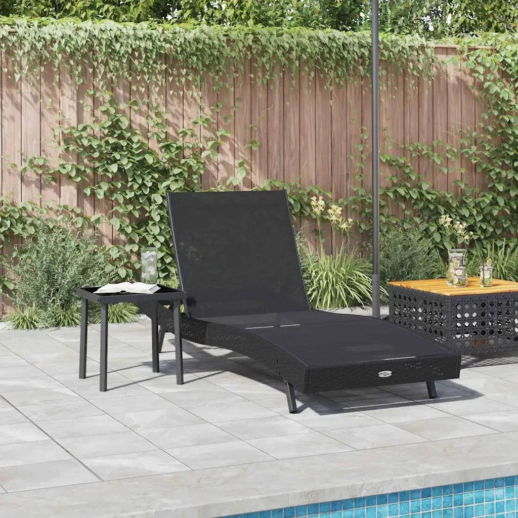 Lettino da sole 2 pcs Nero polyrattan 42009980