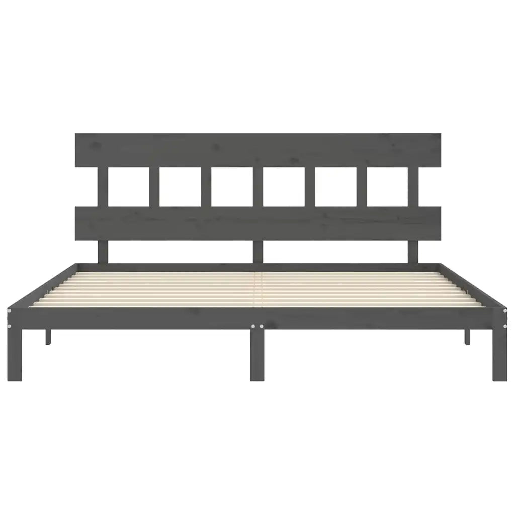 Giroletto con Testiera Grigio 200x200 cm in Legno Massello