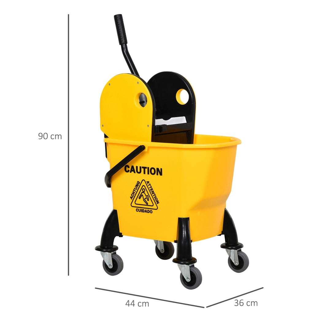 Carrello per pulizia con secchio e strizzatore 26L ¨C zephmum ¨C Giallo, 44x36x90 cm
