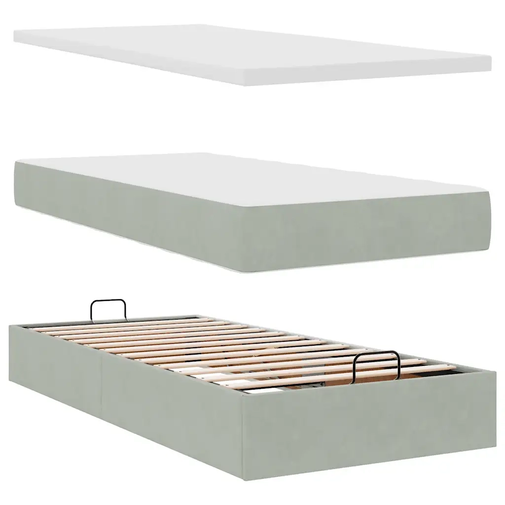 Struttura Letto Pouf con Materasso 100x200 cm Velluto 3311165