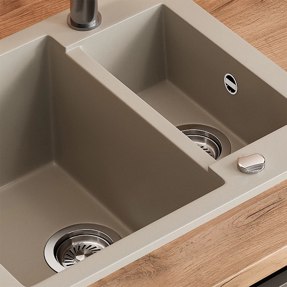 Bergström Lavello Beige 58 x 50 cm con 2 lavelli
