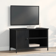 Mobile TV  Nero Rovere 80x40x50 cm Legno ingegnerizzato e Acciaio