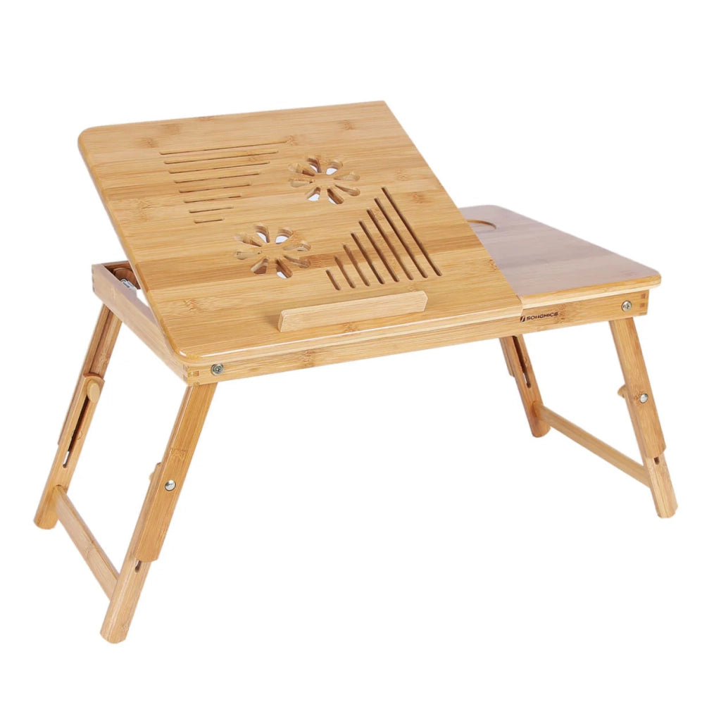 Tavolino da letto pieghevole in bambù per laptop inclinabile 55 x 35 x 29 cm bambù 12_0007655