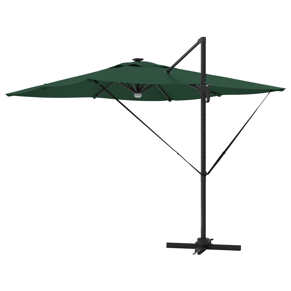 Ombrellone a Sbalzo Roma con LED Verde 286x285x270 cm Alluminio