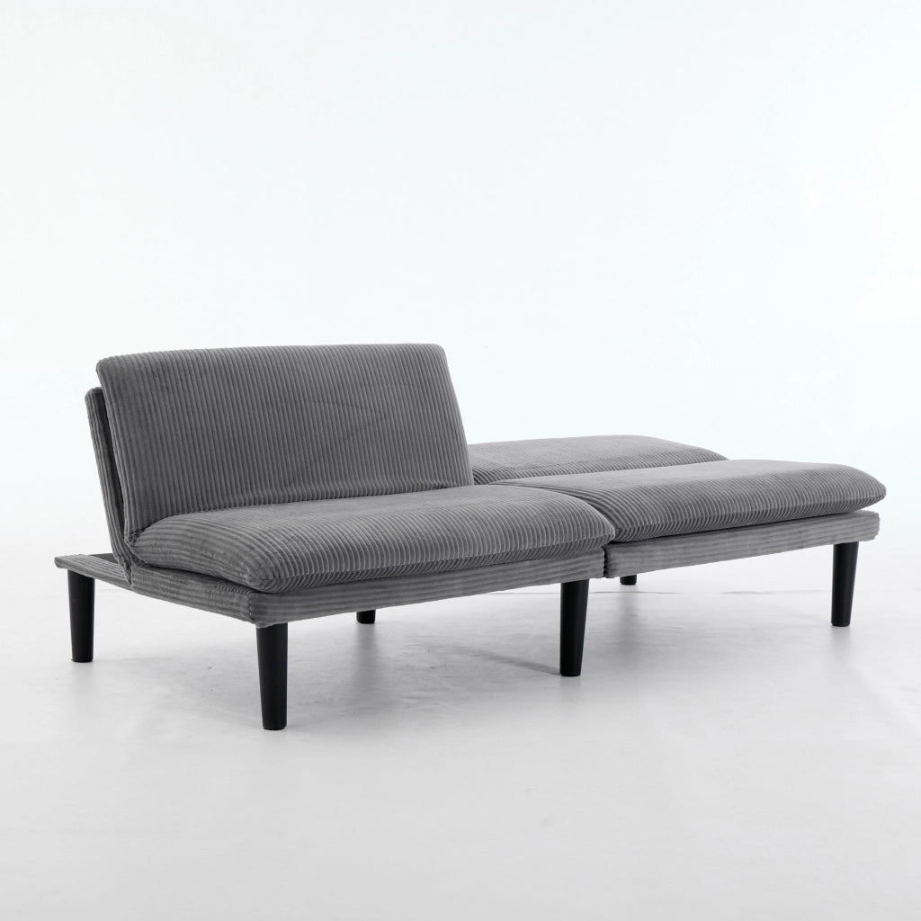 Divano convertibile 2 posti con schienale regolabile e funzione letto in velluto a coste grigio 88 × 85 × 18,5 cm