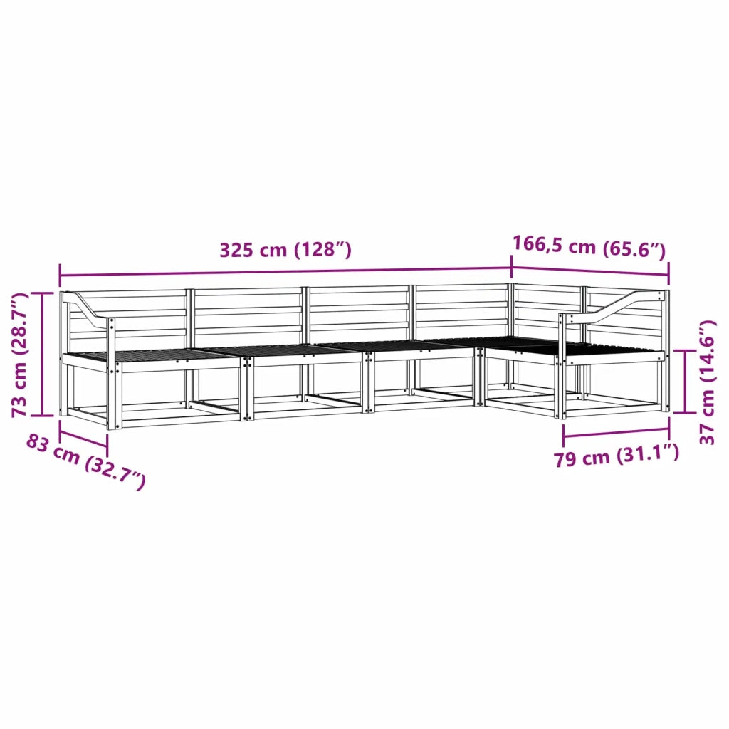Set di divani da esterno 5 pcs Naturale
