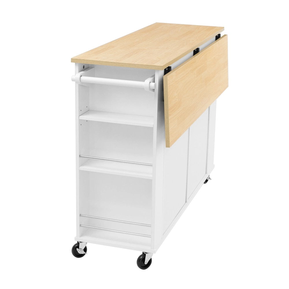 Tavolo da Pranzo Allungabile con Isola Cucina e Ruote ¨C Xylo ¨C Bianco
