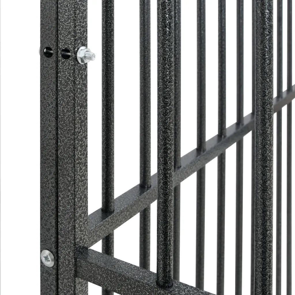 Box per Cani 8 Pannelli Nero Acciaio Zincato CFW7265685
