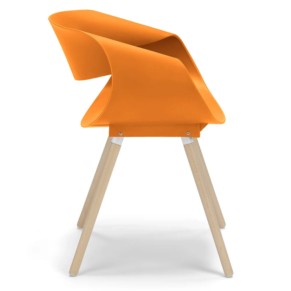 Sedia in polipropilene DILETTA con gambe in faggio, resistente ai raggi UV, design moderno, ideale per sala da pranzo, cucina, sala d’attesa, bar, ristoranti, colore Petrolio