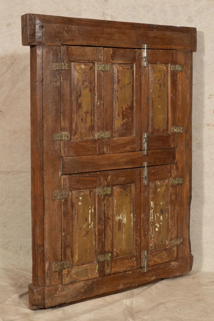 Biscottini Finestra finestrina grata porta in legno massello e in ferro antica e vecchia con telaio da interno o da esterno