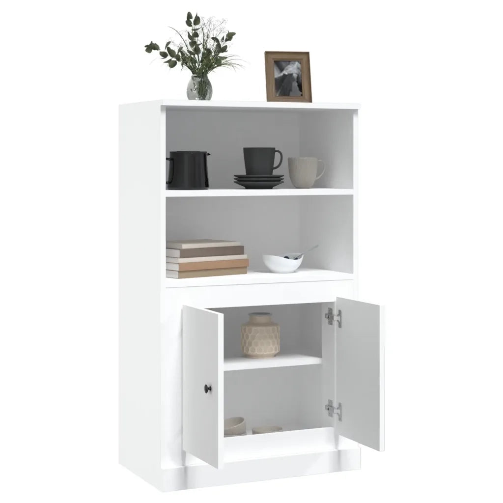 Credenza-Buffet-Armadio da cucina Bianca 60x35,5x103,5 cm in Legno Multistrato