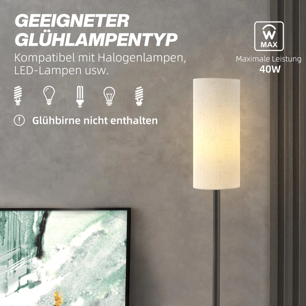 Lampada da terra ¨C zephmum ¨C bianco, telaio metallico, paralume in lino