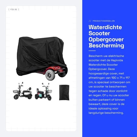 Copertura Opbagger per Scooter Acquaparante - Protezione contro la Pioggia - Nero - Protezione contro le Radiazioni UV - Adatto per Scooter - Dimensioni 190x70...