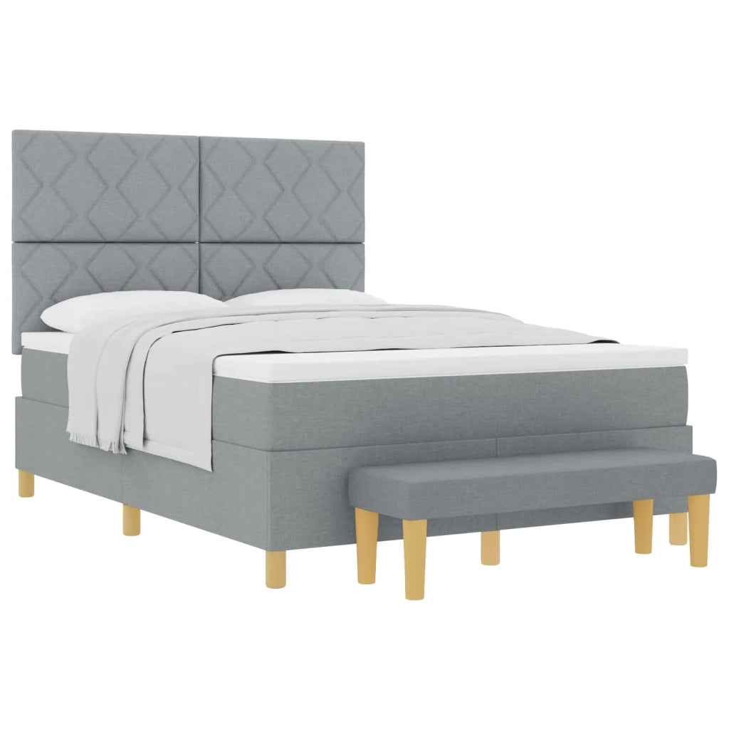 Letto a molle con materasso Grigio chiaro 140 x 190 cm Tessuto 3344373