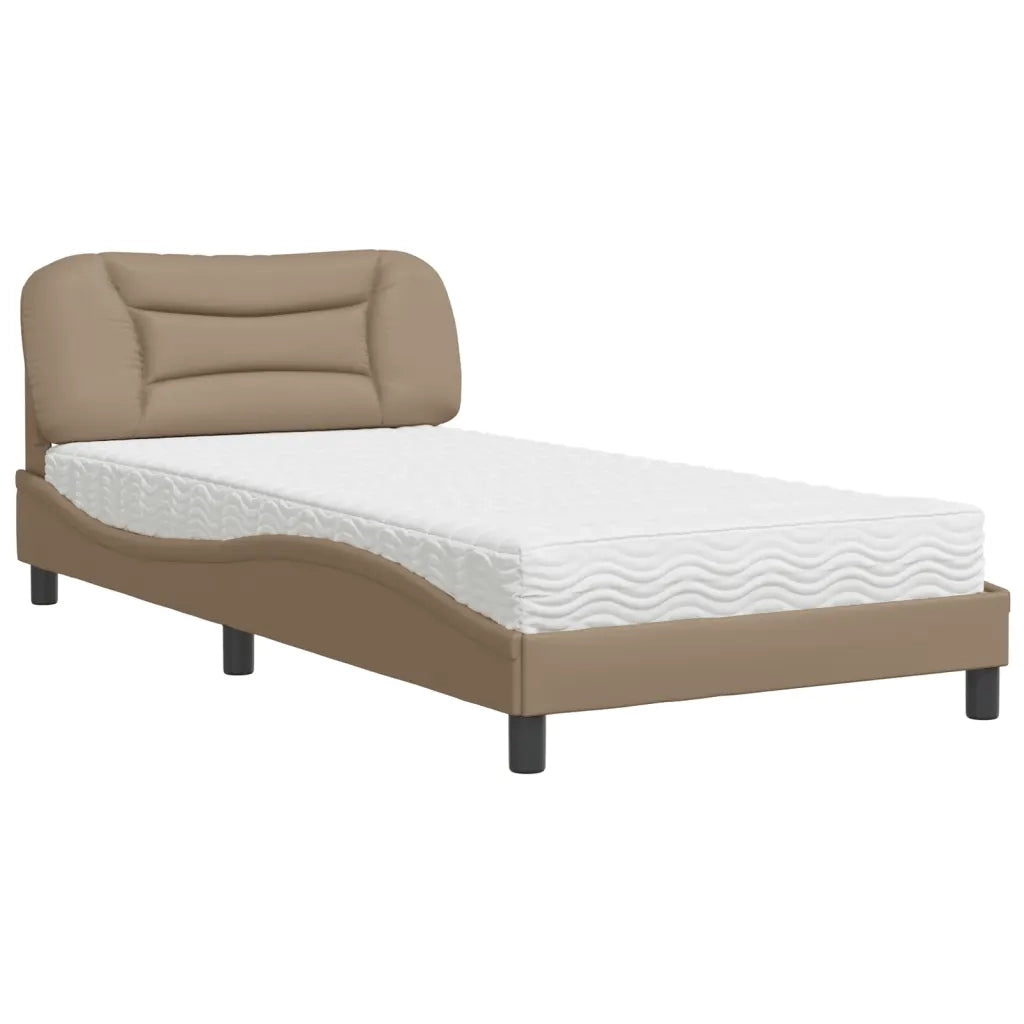 Letto con Materasso-Struttura Letto con Materasso Hvar Cappuccino 100x200cm Similpelle