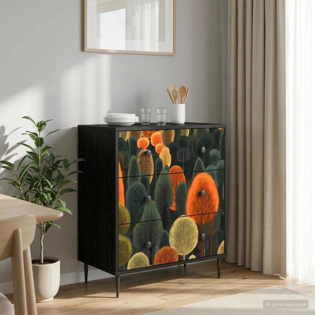 Cassettiera ZAANDAM Stampa boschiva 66 x 36,5 x 76 cm 8007380