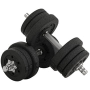 Set 2 Manubri da 25Kg Totali con 12 Dischi in Acciaio e PU Nero