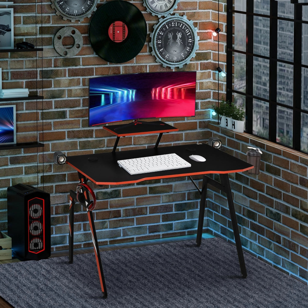 Scrivania Gaming per PC con Supporto Monitor ¨C zephmum ¨C Nero 120x60x94,5 cm
