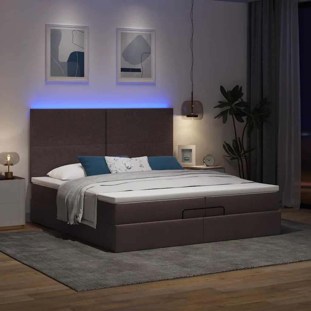Struttura Letto Pouf con Materassi 200x200 cm in Tessuto 3313951