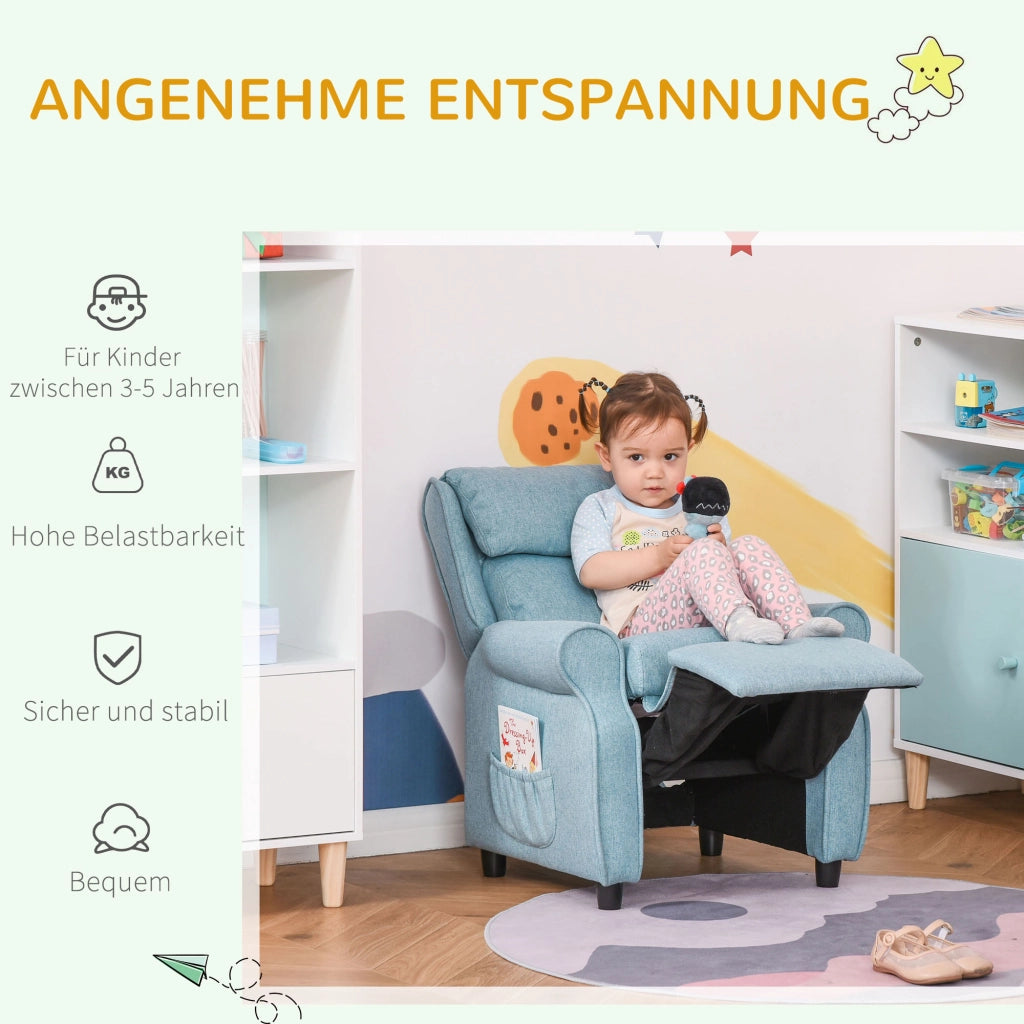 Divano per bambini con schienale regolabile e braccioli ¨C zephmum ¨C Blu
