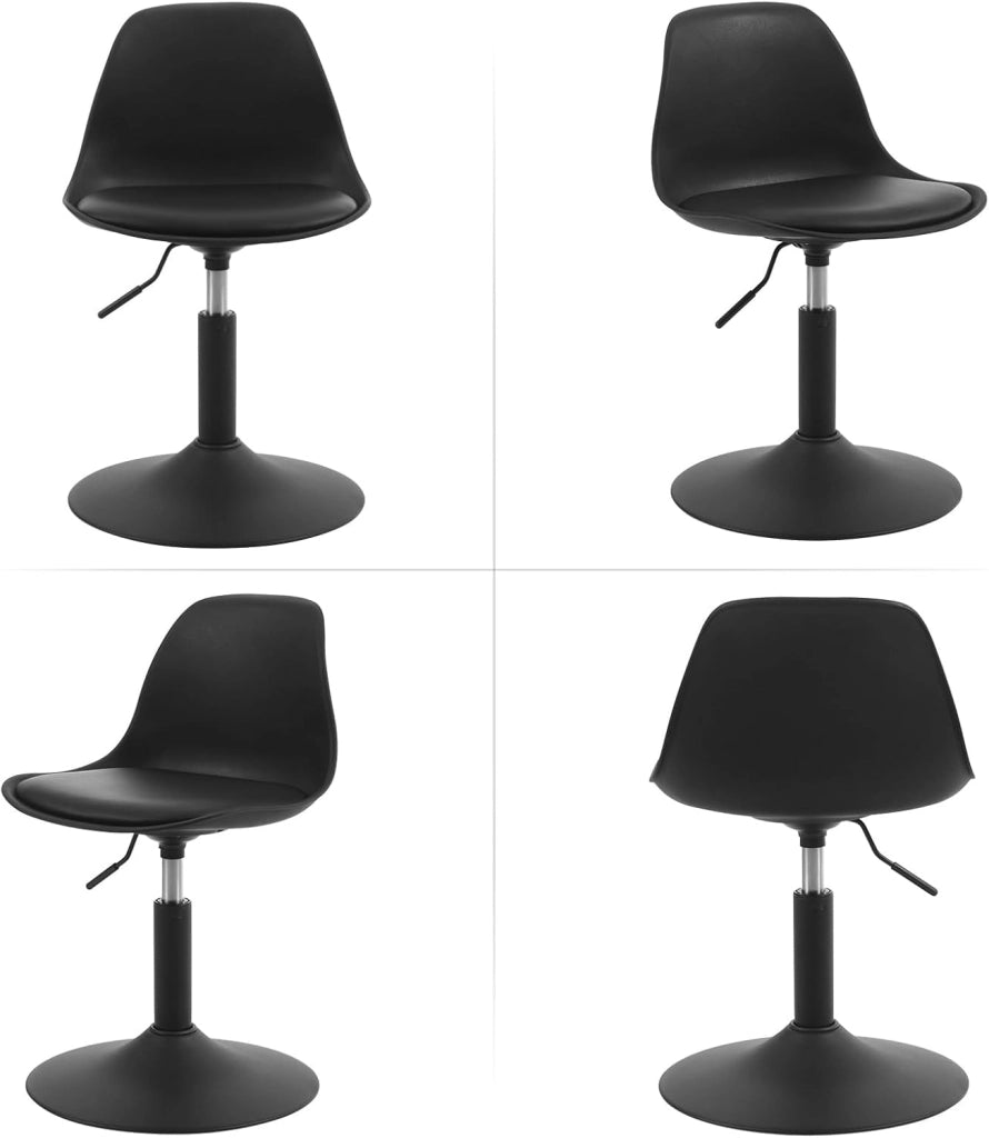 Sgabello con Schienale Moderno Sedia da Cucina Girevole a 360° Altezza Regolabile Senza Braccioli in PU Altezza della Sedia 39,5cm-50,5cm Nero BH304sz-1