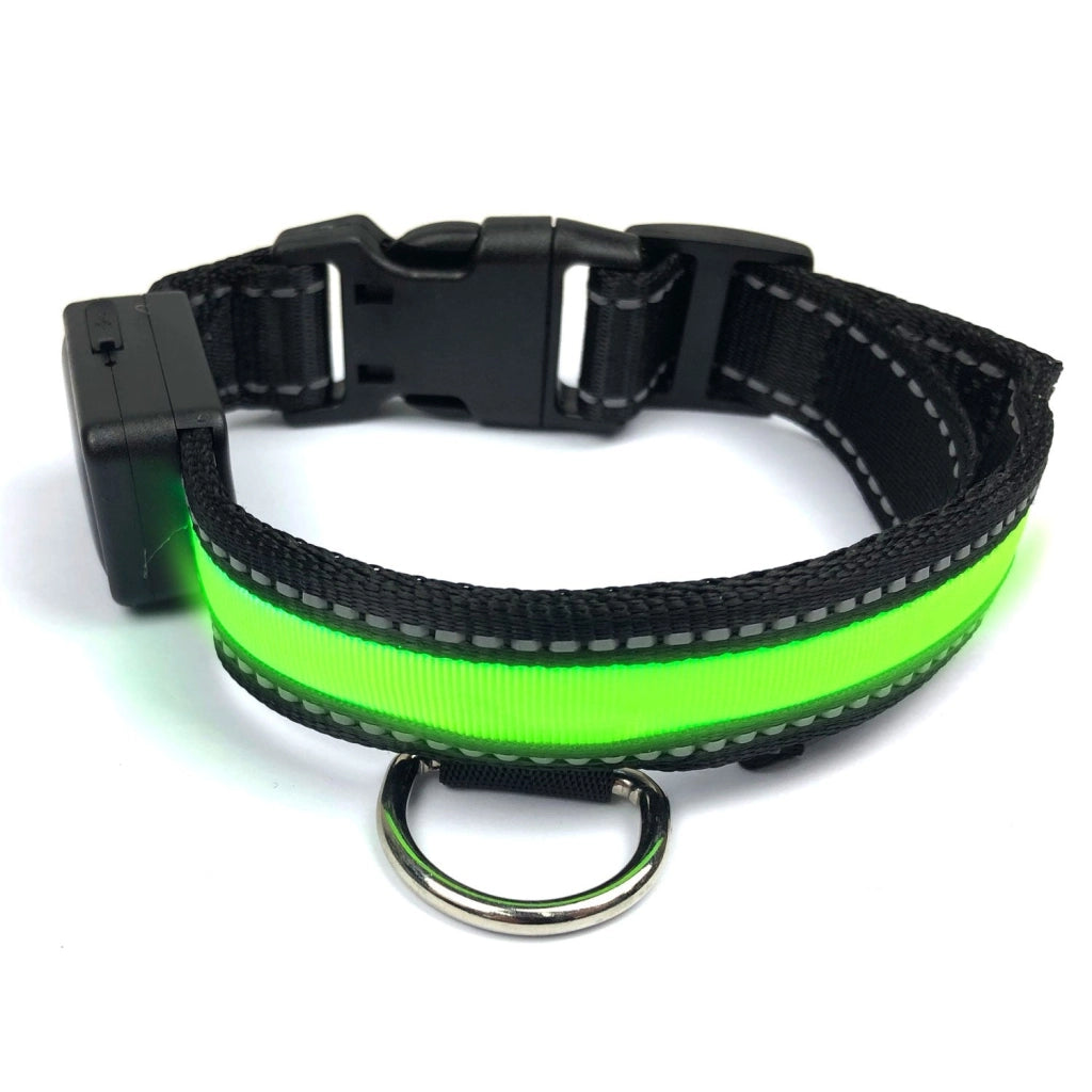 Collare luminoso a LED Taglia L per cani a ricarica solare e usb Giallo