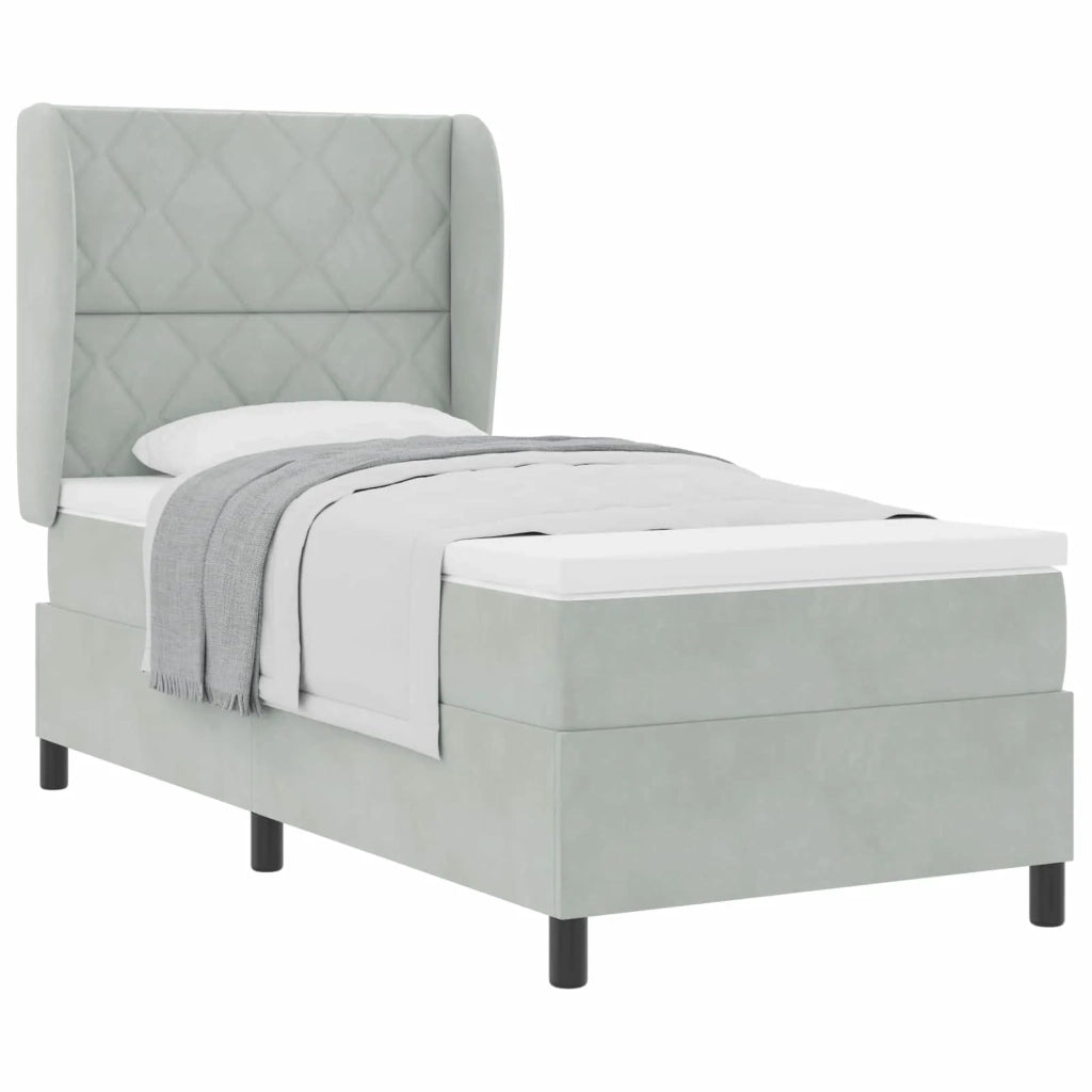 Letto a molle con materasso Grigio chiaro 200 x 100 cm Velluto 3340970