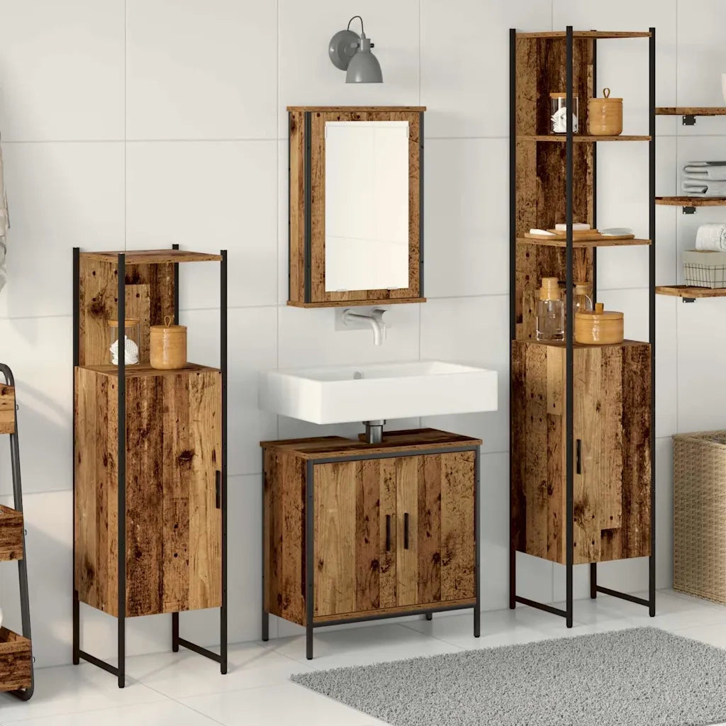 Set di mobili per il bagno 4 pcs Marrone Legno multistrato 3332597