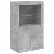 Mobiletto laterale dal design moderno con illuminazione a LED 60,5 x 37 x 100 cm ampio spazio contenitivo legno grigio cemento 02_0049359